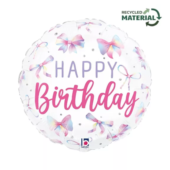 Happy Birthday Bows fólia lufi 46 cm Happy Birthday Bows fólia lufi 46 cm
