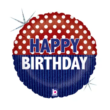 Happy Birthday Nautical Holo fólia lufi 46 cm