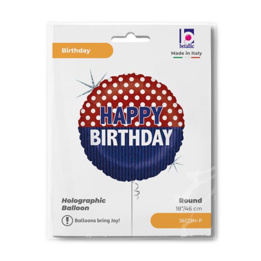Happy Birthday Nautical Holo fólia lufi 46 cm