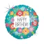 Happy Birthday Wildflowers Holo fólia lufi 46 cm