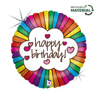 Happy Birthday Retro Holo fólia lufi 46 cm
