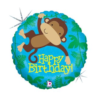 Happy Birthday Monkey Buddy Holo fólia lufi 46 cm