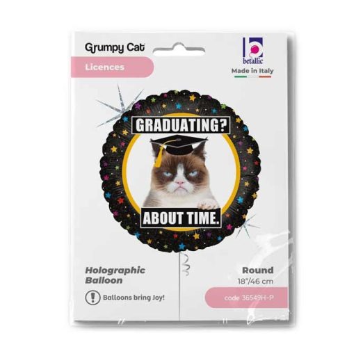Grumpy Cat Gradution Holo fólia lufi 46 cm