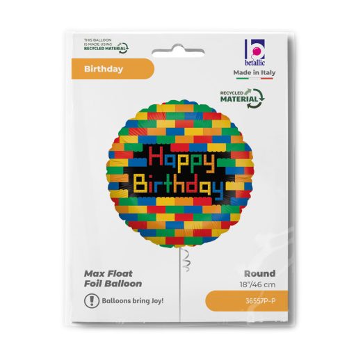 Happy Birthday Blocks fólia lufi 46 cm