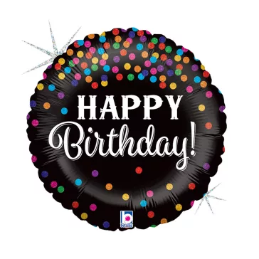 Happy Birthday Glitter Confetti fólia lufi 46 cm
