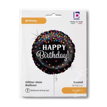 Happy Birthday Glitter Confetti fólia lufi 46 cm