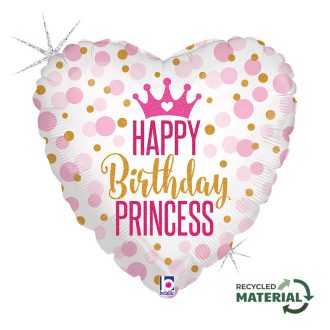 Happy Birthday Glitter Princess fólia lufi 46 cm