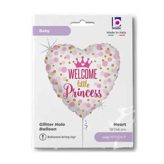 Baby Girl Glitter Princess fólia lufi 46 cm