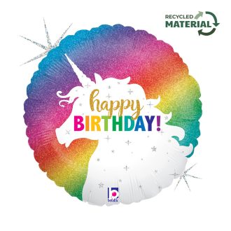 Happy Birthday Glitter Unicorn fólia lufi 46 cm