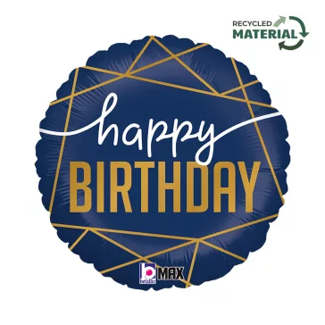 Happy Birthday Navy fólia lufi 46 cm