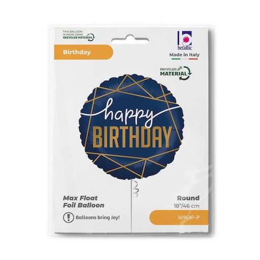 Happy Birthday Navy fólia lufi 46 cm