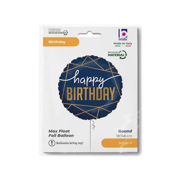 Happy Birthday Navy fólia lufi 46 cm
