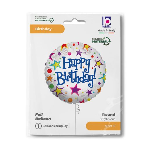 Happy Birthday Bright fólia lufi 46 cm