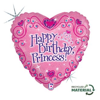 Happy Birthday Princess Tiara Holo fólia lufi 46 cm