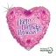 Happy Birthday Princess Tiara Holo fólia lufi 46 cm