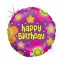Happy Birthday Flowers Holo fólia lufi 46 cm