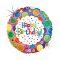 Happy Birthday Rainbow Dots Holo fólia lufi 46 cm
