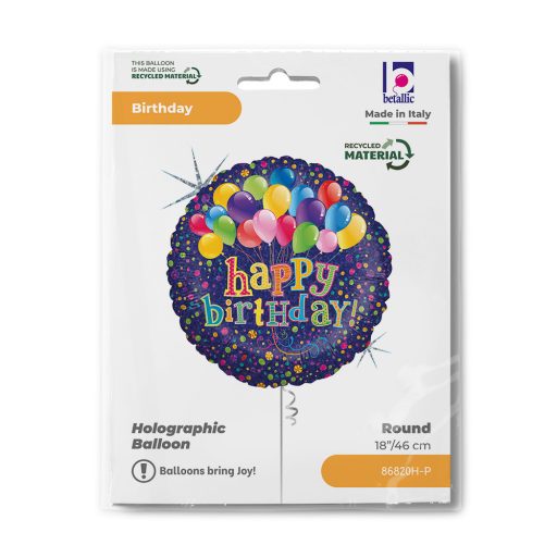 Happy Birthday Bunch Of Balloons Holo fólia lufi 46 cm