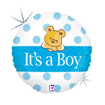 Baby Boy Bear Holo fólia lufi 46 cm