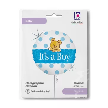 Baby Boy Bear Holo fólia lufi 46 cm