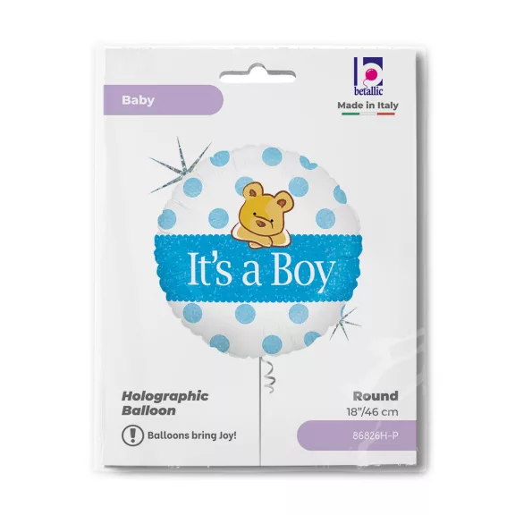 Baby Boy Bear Holo fólia lufi 46 cm
