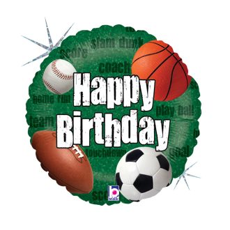 Happy Birthday Sports Balls Holo fólia lufi 46 cm