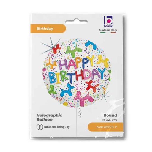 Happy Birthday Balloons Dog Holo fólia lufi 46 cm