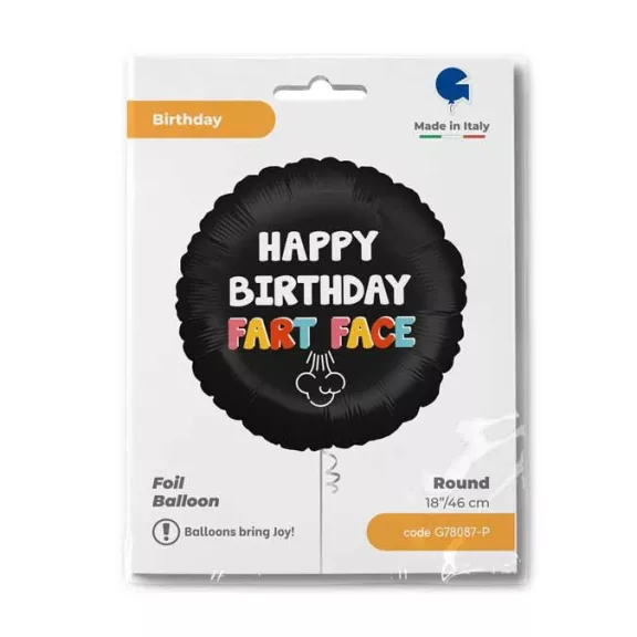 Happy Birthday Fart Face fólia lufi 46 cm