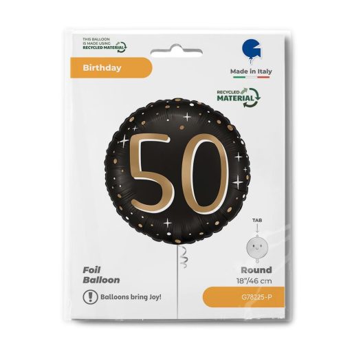 Happy Birthday 50 Sparkling fólia lufi 46 cm