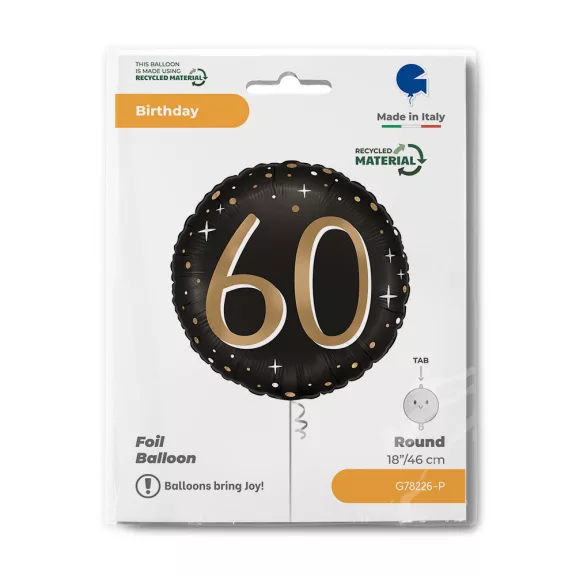 Happy Birthday 60 Sparkling fólia lufi 46 cm