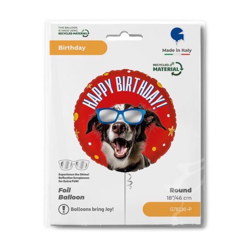Happy Birthday Cool Doggy fólia lufi 46 cm