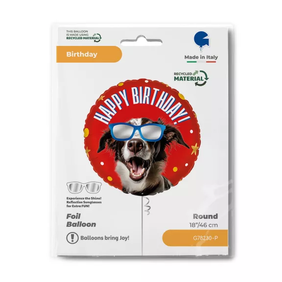 Happy Birthday Cool Doggy fólia lufi 46 cm