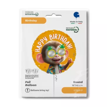 Happy Birthday Cool Monkey fólia lufi 46 cm
