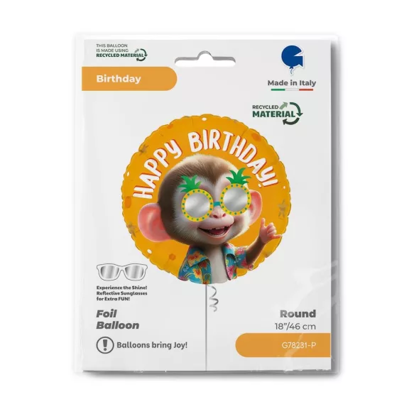 Happy Birthday Cool Monkey fólia lufi 46 cm