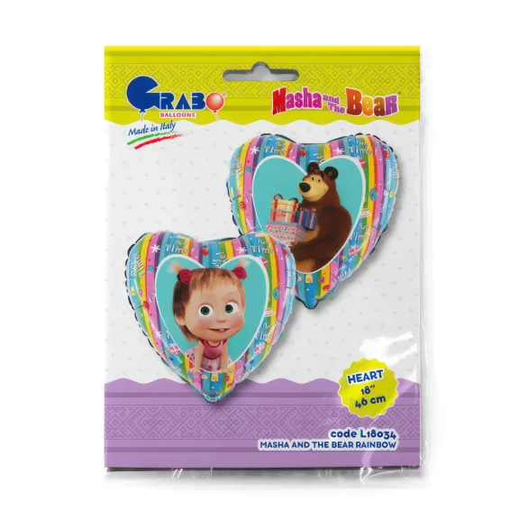 Mása és a medve Rainbow fólia lufi 46 cm