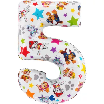 Mancs Őrjárat Star 5-ös szám fólia lufi 66 cm