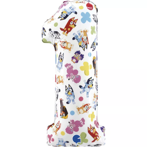 Bluey Friends 1-es szám fólia lufi 66 cm Bluey Friends 1-es szám fólia lufi 66 cm