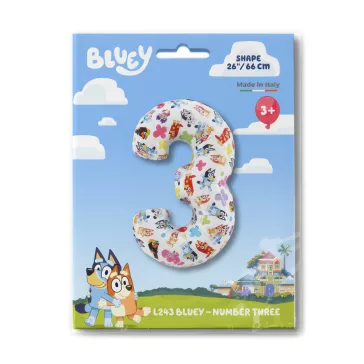 Bluey Friends 3-as szám fólia lufi 66 cm