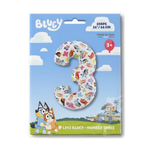 Bluey Friends 3-as szám fólia lufi 66 cm
