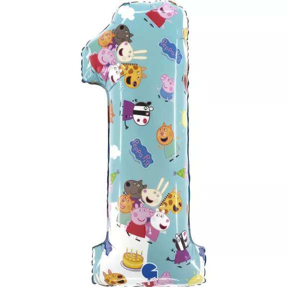 Peppa malac Blue 1-es szám fólia lufi 66 cm Peppa malac Blue 1-es szám fólia lufi 66 cm