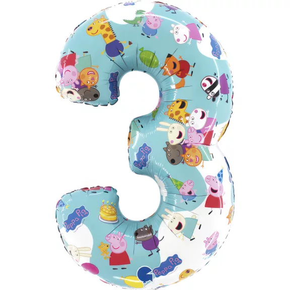 Peppa malac Blue 3-as szám fólia lufi 66 cm Peppa malac Blue 3-as szám fólia lufi 66 cm