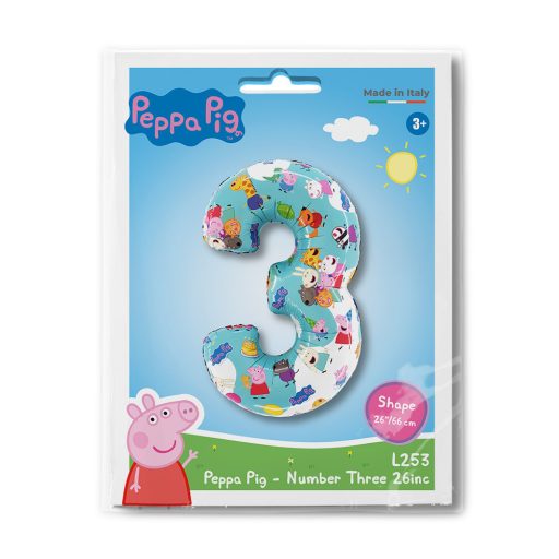 Peppa malac Blue 3-as szám fólia lufi 66 cm