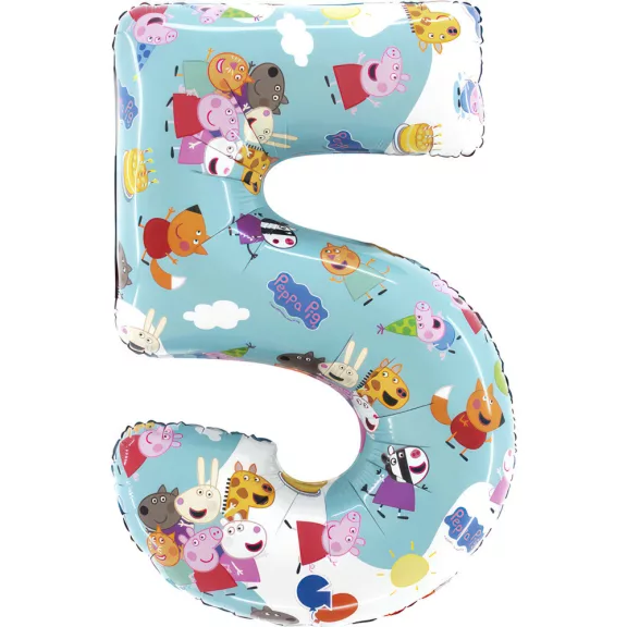 Peppa malac Blue 5-ös szám fólia lufi 66 cm Peppa malac Blue 5-ös szám fólia lufi 66 cm