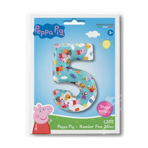 Peppa malac Blue 5-ös szám fólia lufi 66 cm