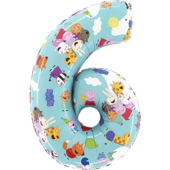 Peppa malac Blue 6-os szám fólia lufi 66 cm Peppa malac Blue 6-os szám fólia lufi 66 cm