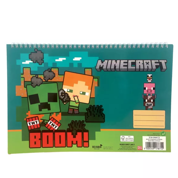 Minecraft Boom A/4 spirál vázlatfüzet, 30 lapos Minecraft Boom A/4 spirál vázlatfüzet, 30 lapos
