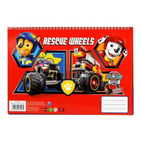 Mancs Őrjárat Rescue Wheels A/4 spirál vázlatfüzet 40 lapos matricával