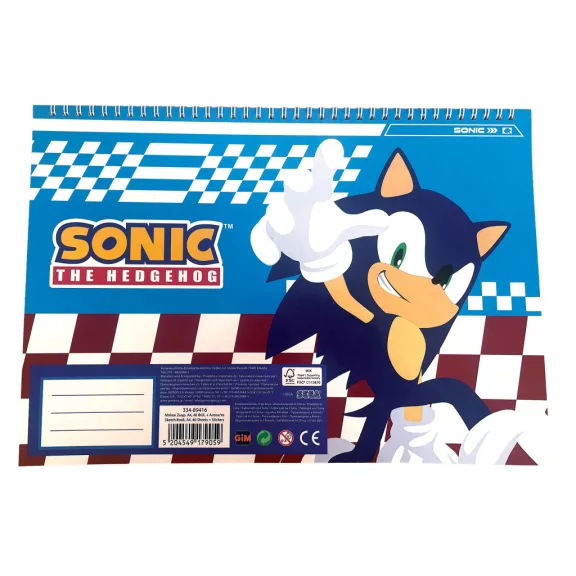 Sonic a sündisznó Speedy A/4 spirál vázlatfüzet 40 lapos matricával Sonic a sündisznó Speedy A/4 spirál vázlatfüzet 40 lapos matricával