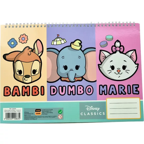 Disney Classics Animals A/4 spirál vázlatfüzet 40 lapos matricával Disney Classics Animals A/4 spirál vázlatfüzet 40 lapos matricával
