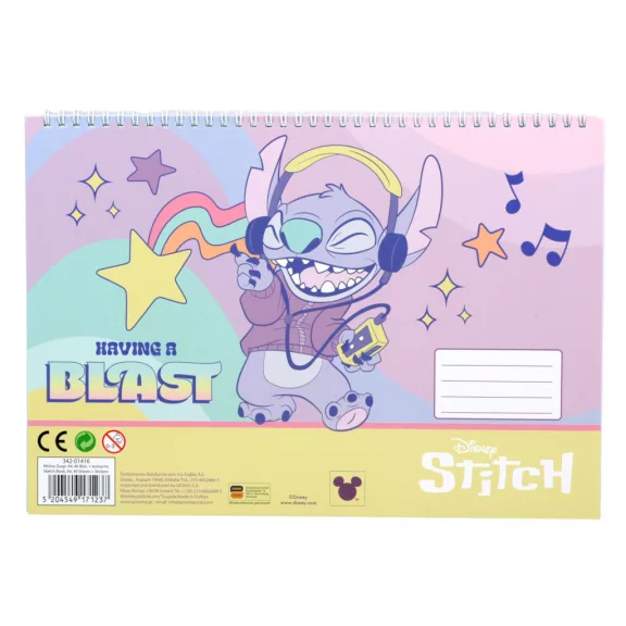 Disney Lilo és Stitch, A csillagkutya Blast A/4 spirál vázlatfüzet 40 lapos matricával